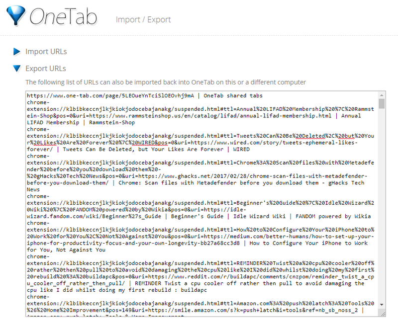 Illustration for article titled Organize Your Browser Tabs with OneTab, but Back Them Up, Too